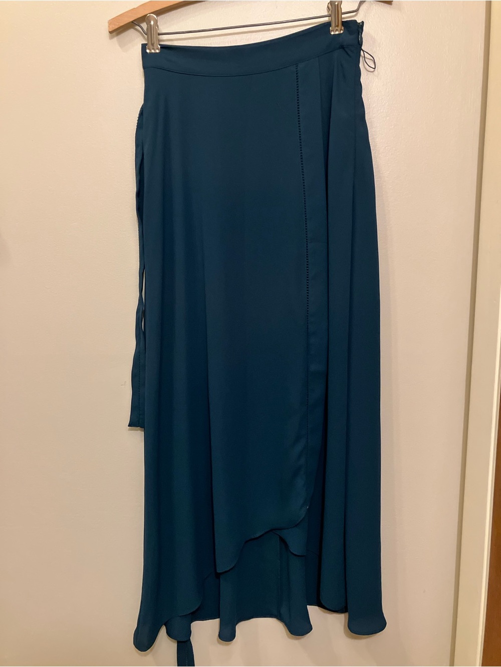 White House Black Market Teal High-Low Wrap Skirt